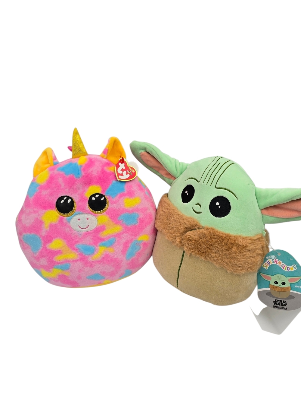 Ty Beanie Ballz Pink Tie-Dye Unicorn & Squishma Star Wars The Child Plush Duo
